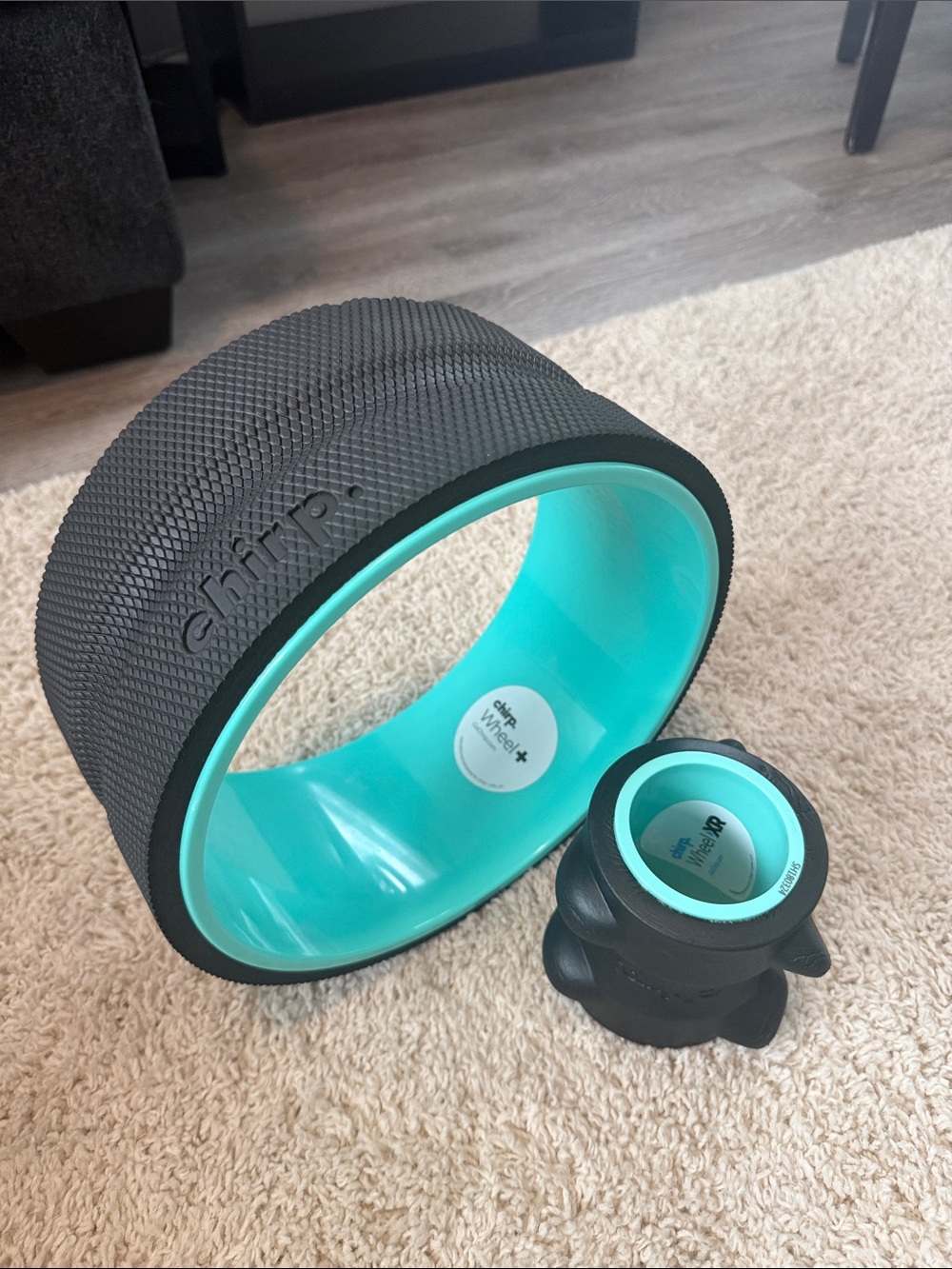 chirp Yoga Wheel and Massage Roller Set in Black and Teal